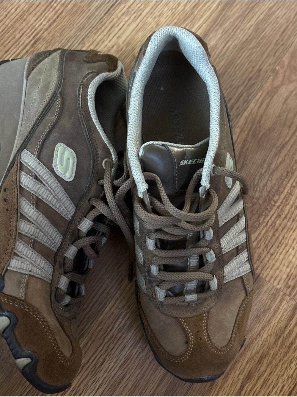 Skechers Men's Brown and Light Gray Lace-Up Casual Sneakers